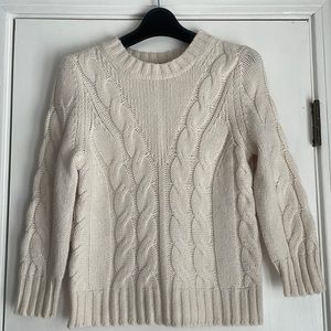 Ann Taylor 3/4 Sleeve Cropped Cable Sweater S